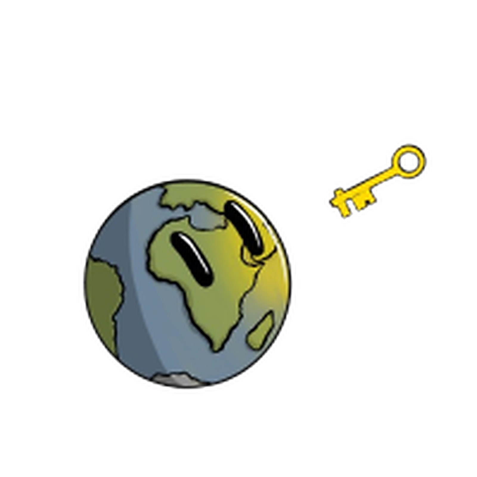 A globe with a key, representing access to faith and purpose